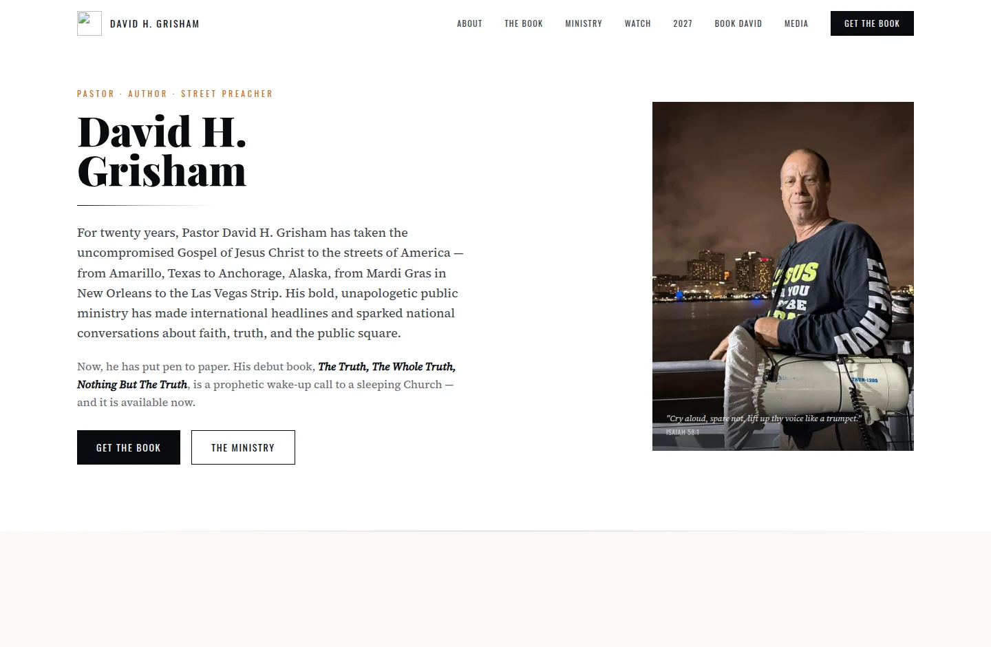 Website preview of David H. Grisham